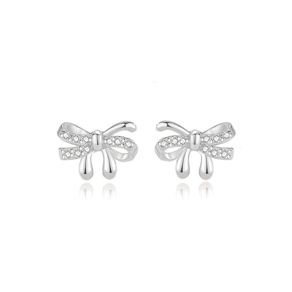 Wholesale Silver Bow Shaped Simple Electroplated Women's Earrings