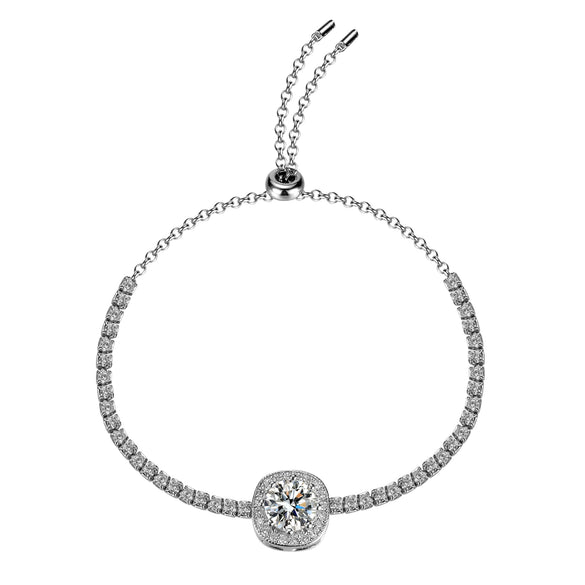 Wholesale 925 Silver Bracelet With Moissanite Square Bag Simple Style With Letters Numbers Text For Women