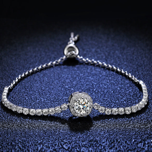 Wholesale 925 Silver Bracelet With Moissanite Square Bag Simple Style With Letters Numbers Text For Women