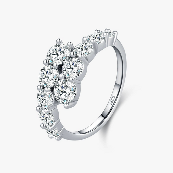 Wholesale 925 Silver Business Commuting Ring With Geometric Pattern For Women Light Luxury Bright Charming Rai Diamond Design Instagram Stacked Wearing Style