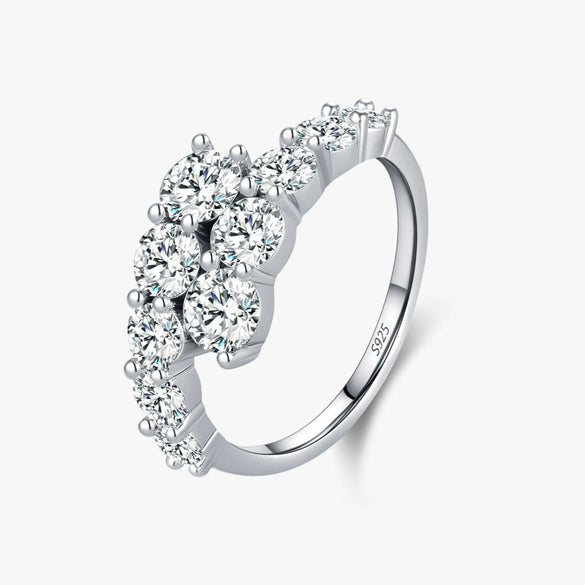 Wholesale 925 Silver Business Commuting Ring With Geometric Pattern For Women Light Luxury Bright Charming Rai Diamond Design Instagram Stacked Wearing Style