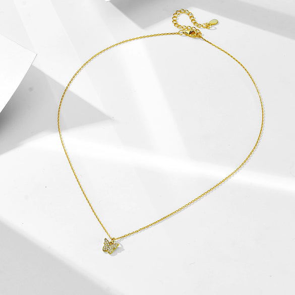 Wholesale Silver Butterfly Diamond Women's Cross Chain Clavicle Necklace