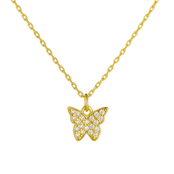 Wholesale Silver Butterfly Diamond Women's Cross Chain Clavicle Necklace