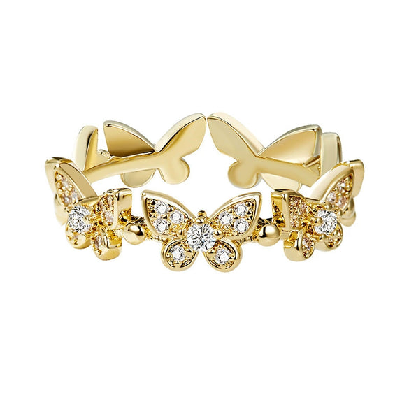 Wholesale Silver 925 Butterfly Ring Women's Fashionable Open Ring With Electroplating