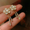 Wholesale 925 Silver Cat's Eye Stone Diamond Flower Earrings For Women With Electroplating Treatment
