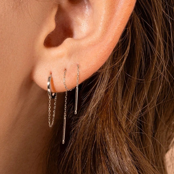 Wholesale Silver 925 Chain Earrings Simple Geometric Style For Women
