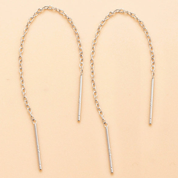 Wholesale Silver 925 Chain Earrings Simple Geometric Style For Women