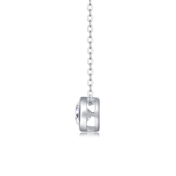 Wholesale Silver 925 Clavicle Chain Pendant Necklace With Moissanite Inlay Geometric Style