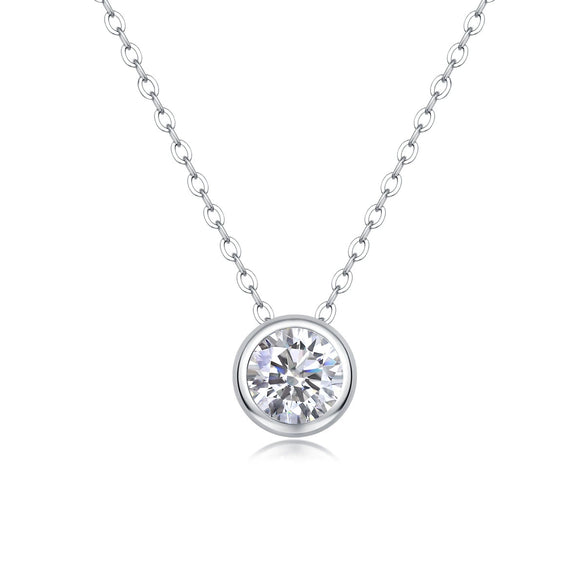 Wholesale Silver 925 Clavicle Chain Pendant Necklace With Moissanite Inlay Geometric Style