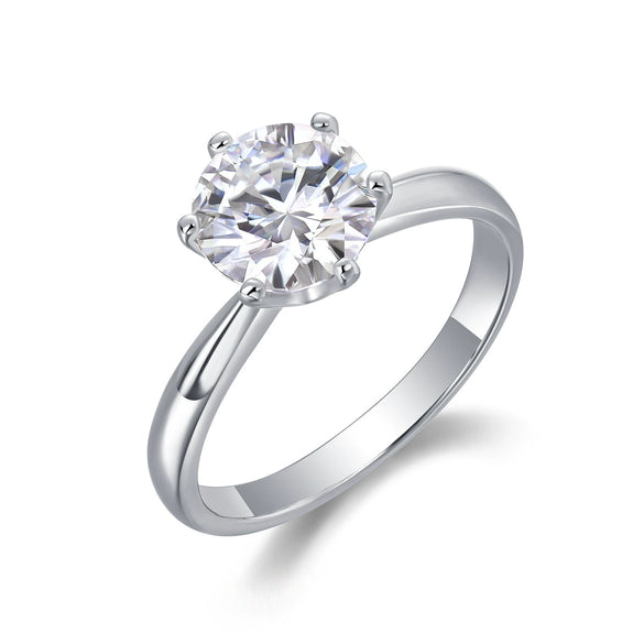 Wholesale 925 Silver Closed Moissanite Ring Platinumplated Antifading Sixclaw Inlay Geometric Sweet Minimalist Women's Style