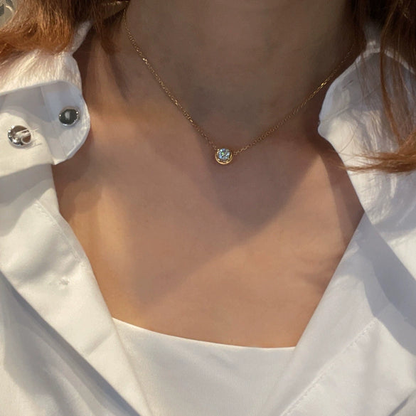 Wholesale Silver Diamond Geometric Pendant Necklace 18K Gold Plated For Women