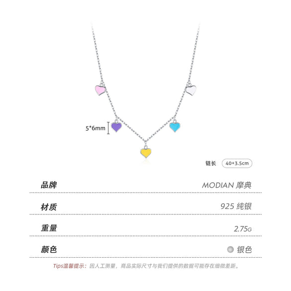 Wholesale Silver Dopamine Love Clavicle Chain With Heart Shape For Women Epoxy Process