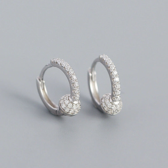Wholesale Silver Ear Studs For Women Geometric Style S925 Silver Gold Ball Diamond Electroplated