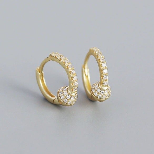 Wholesale Silver Ear Studs For Women Geometric Style S925 Silver Gold Ball Diamond Electroplated