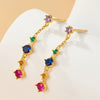 Wholesale 925 Silver Earrings Elegant Ear Studs With Color Zirconium Zircon Geometric Design Electroplated
