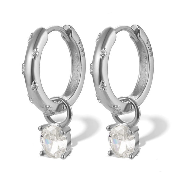 Wholesale 925 Silver Earrings Geometric Style Colorful Egg Zircon Design For Women