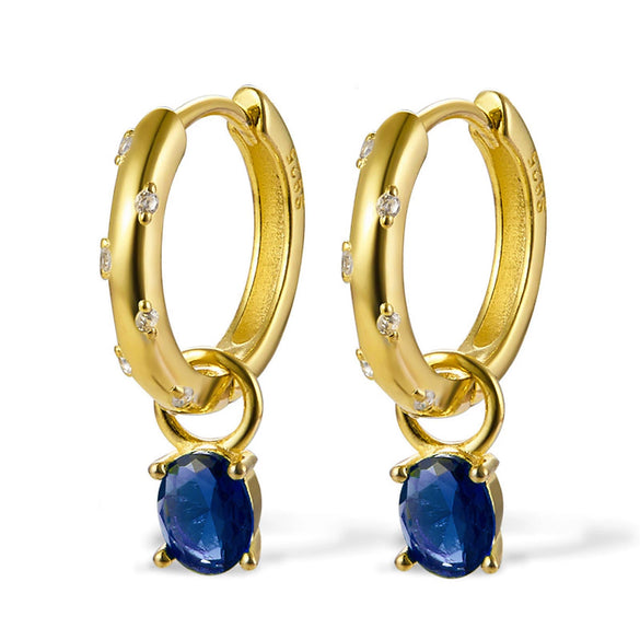 Wholesale 925 Silver Earrings Geometric Style Colorful Egg Zircon Design For Women