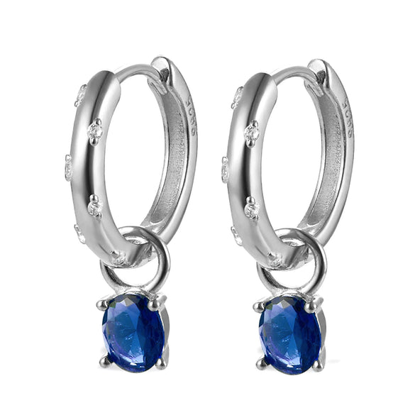 Wholesale 925 Silver Earrings Geometric Style Colorful Egg Zircon Design For Women