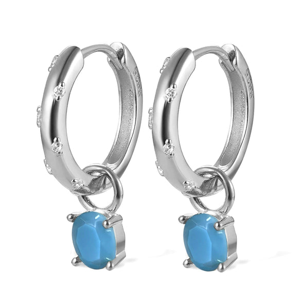 Wholesale 925 Silver Earrings Geometric Style Colorful Egg Zircon Design For Women