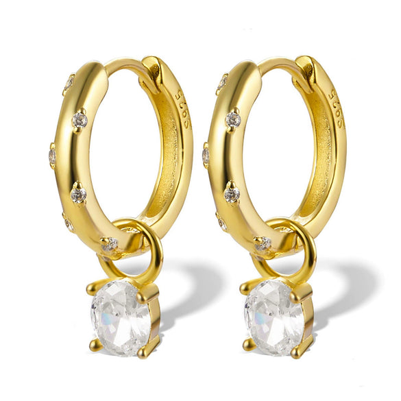 Wholesale 925 Silver Earrings Geometric Style Colorful Egg Zircon Design For Women