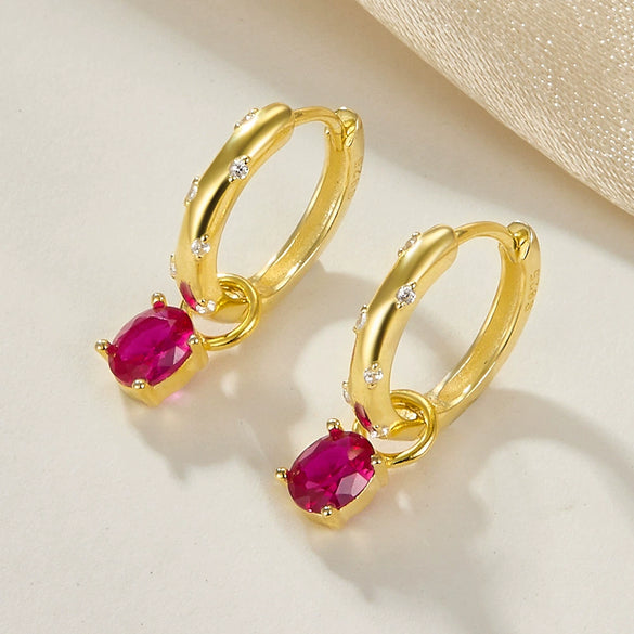 Wholesale 925 Silver Earrings Geometric Style Colorful Egg Zircon Design For Women