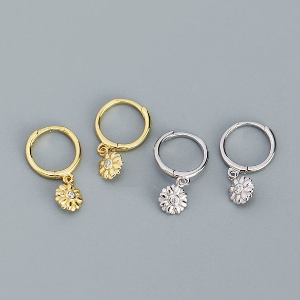 Wholesale Silver Earrings 925 Sterling Silver Floral Ear Buckle Electroplated Design