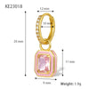 Wholesale 925 Silver Earrings With Colorful Zircon Square Shape Geometric Pattern Inlaid Zircon Process For Women