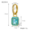 Wholesale 925 Silver Earrings With Colorful Zircon Square Shape Geometric Pattern Inlaid Zircon Process For Women