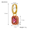 Wholesale 925 Silver Earrings With Colorful Zircon Square Shape Geometric Pattern Inlaid Zircon Process For Women