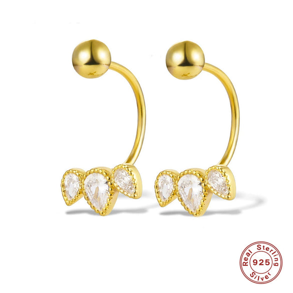 Wholesale 925 Silver Earrings With Geometric Pattern And Zircon Design Simple Light Luxury Style For Women