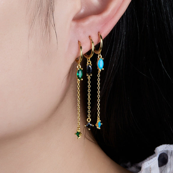Wholesale Silver Earrings With Geometric Style And Zircon Treatment