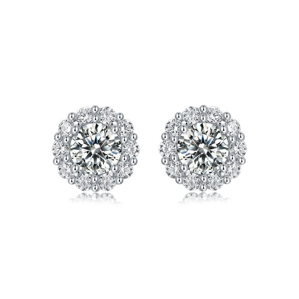 Wholesale Silver Earrings With Moissanite And Geometric Pattern Set With Diamonds Fashion Style For Women