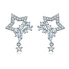 Wholesale Silver Earrings With Star Tassel And Water Drop Zircon Electroplated