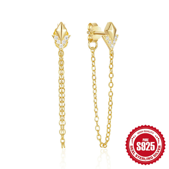 Wholesale 925 Silver Elegant Big Dipper Tassel Stud Long Earrings With Geometric Pattern And Inlaid Zircon For Unisex