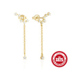 Wholesale 925 Silver Elegant Big Dipper Tassel Stud Long Earrings With Geometric Pattern And Inlaid Zircon For Unisex