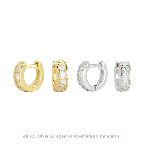 Wholesale Silver Fashion Simple Geometric Stone Earrings Inlaid Zircon