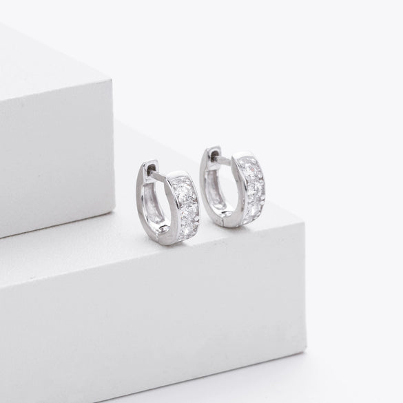 Wholesale Silver Fashion Simple Geometric Stone Earrings Inlaid Zircon