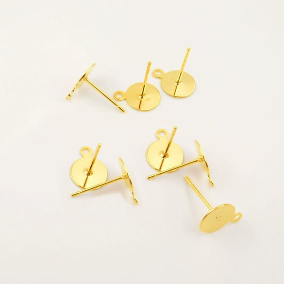 Wholesale 925 Silver Flat Earrings With Pearl Electroplated In 18K Real Gold Original Design Accessories