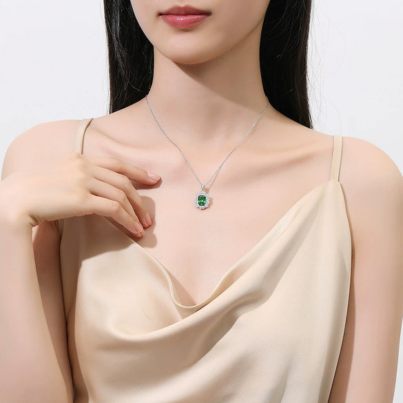 Wholesale Silver Floral Aquamarine Necklace With Geometric Style And Diamond For Women