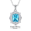 Wholesale Silver Floral Aquamarine Necklace With Geometric Style And Diamond For Women