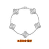 Wholesale Silver Fourleaf Clover And Flower Style Bracelet Set With Gems