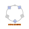 Wholesale Silver Fourleaf Clover And Flower Style Bracelet Set With Gems