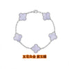 Wholesale Silver Fourleaf Clover And Flower Style Bracelet Set With Gems