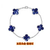 Wholesale Silver Fourleaf Clover And Flower Style Bracelet Set With Gems