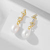 Wholesale Silver French Retro Freshwater Pearl Inlaid Geometric Square Pendant Earrings For Women