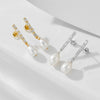 Wholesale 925 Silver Freshwater Pearl Stud Earrings With Geometric Design For Women Fashion Ol Style