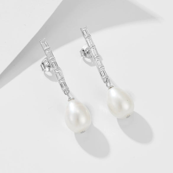 Wholesale 925 Silver Freshwater Pearl Stud Earrings With Geometric Design For Women Fashion Ol Style