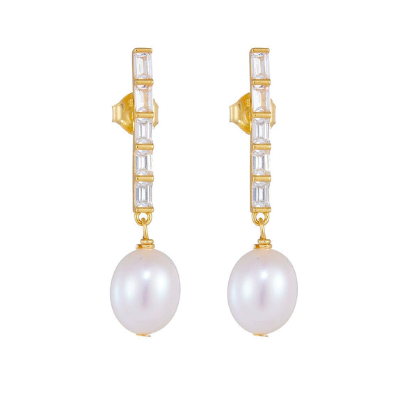 Wholesale 925 Silver Freshwater Pearl Stud Earrings With Geometric Design For Women Fashion Ol Style