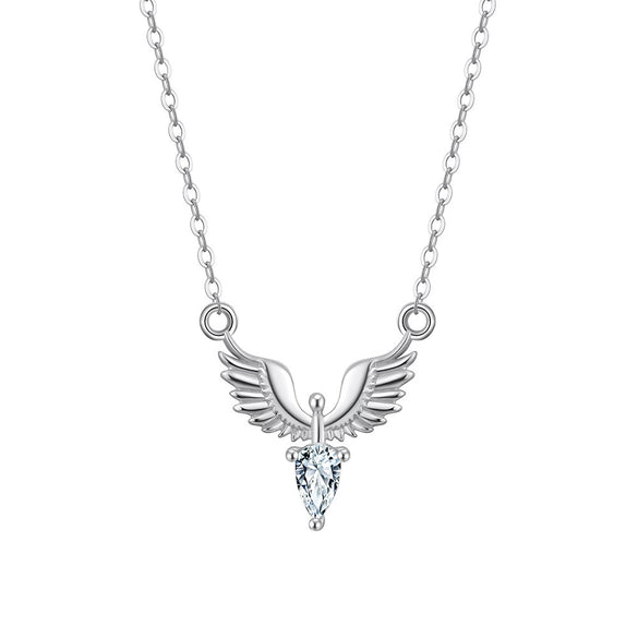 Wholesale Silver Geometric Angel Wings Clavicle Necklace With Electroplating For Women