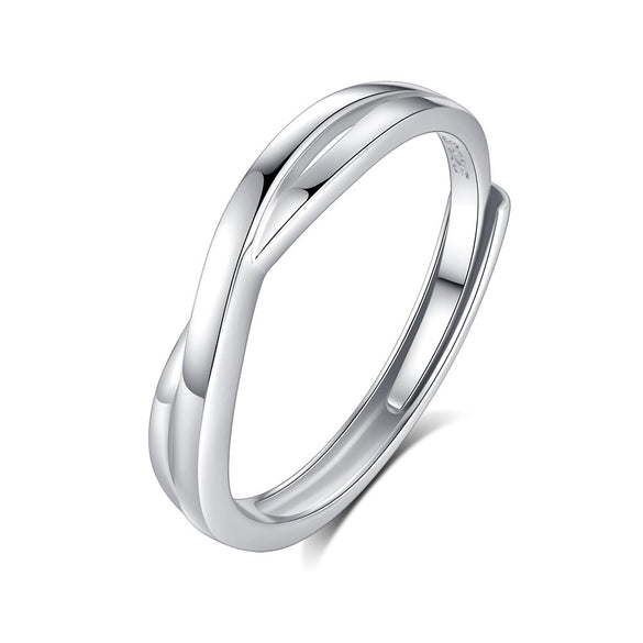 Wholesale 925 Silver Geometric Couple Open Ring Light Luxury Valentine's Day Gift